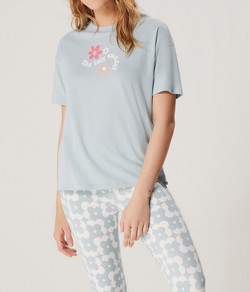 Pijama Feminino Longo Floral Hering Algodão