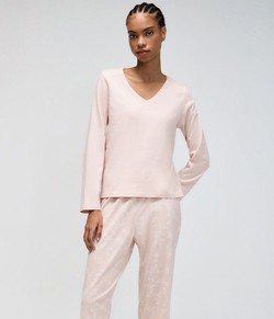 Pijama Feminino Longo Floral Rosa Hering - 100% Algodão