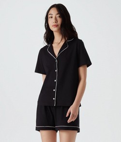 Pijama Americano Feminino Curto Hering 100% Algod�o - Preto