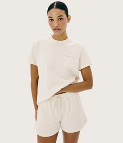 Pijama Feminino Curto Algodão e Linho Hering - Off White