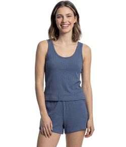 Pijama Feminino Curto Regata Hering - Azul Médio