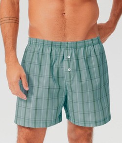 Cueca Samba Canção Xadrez 100% Algodão Hering - Verde