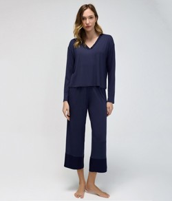 Pijama Feminino Pantalona Hering - Azul Escuro