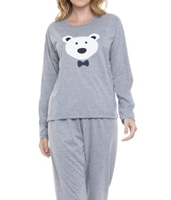 Pijama Feminino Longo Urso Kaf� (070)