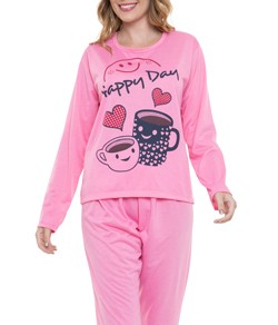 Pijama Feminino Longo Happy Day Kaf� (070)