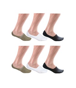 Kit 6 Pares de Meias Invisíveis Unissex Lupo (03282-001) Branco/Cáqui/Preto
