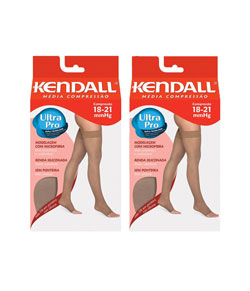 Kit 2 Pares de Meias Kendall 7/8 M�dia Compress�o Sem Ponteira (1712) - Mel