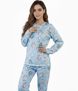 Pijama Feminino Longo Inverno Soft Kanto dos Sonhos (5700) Gatinhos