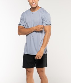 Pijama Curto Masculino 100% Algodão KPR (173003) Cinza Claro/Preto
