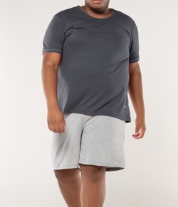 Pijama Curto Masculino KPR (173004) Plus Size 100% Algodão - Chumbo/Mescla