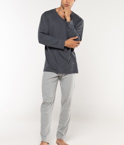 Pijama Longo Masculino 100% Algod�o KPR (173024) Chumbo/Mescla