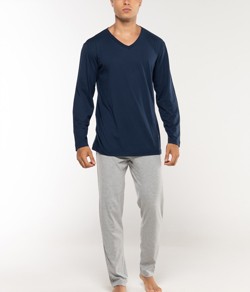 Pijama Longo Masculino 100% Algodão KPR (173024) Marinho/Mescla