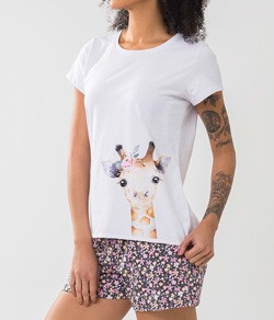 Short Doll Floral Girafa Laibel (15.801640) 100% Algodão