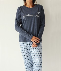 Pijama Feminino Longo Cold Laibel (15.802284) Algod�o - Marinho