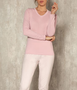 Pijama Feminino Longo Gola V Laibel (15.800958) Rosa