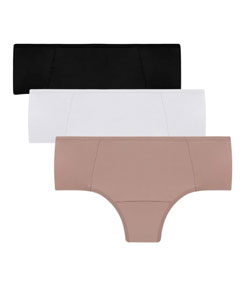 Kit 3 Calcinhas Altas Basic Double Liebe(201301) - Branco/Chocolate/Preto