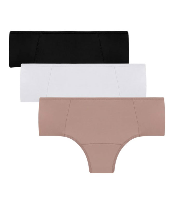 Kit 3 Calcinhas Altas Basic Double Liebe(201301) - Branco/Chocolate ...
