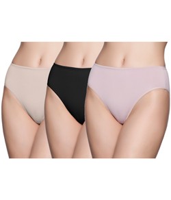 Kit 3 Calcinhas Cintura Alta Refor�ada Liz Tato (50231) Preto/S�pia/Blush