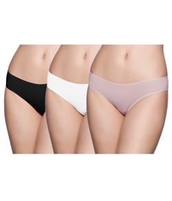 Kit 3 Calcinhas de Algodão Liz Basic (50331) Preto/Branco/Blush