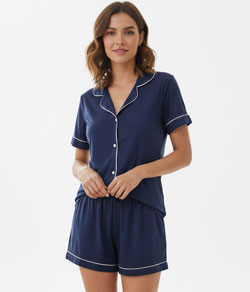 Pijama Feminino Curto Americano Lella (300) Marinho