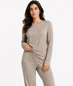 Pijama Feminino Longo Canelado Skin Light Lella (700) Nude