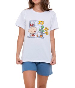 Pijama Feminino Curto Nina e Pipoca Na Janela - 100% Algodão Premium - Lunazul (101A)