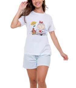 Pijama Feminino Curto Nina e Seus Livros - 100% Algodão Premium - Lunazul (203A) Floral