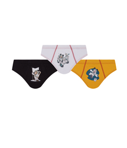 Kit Infantil 3 Cuecas Slip Mickey Lupo Kids (00111-089) Preto/Branco/Amarelo Ouro