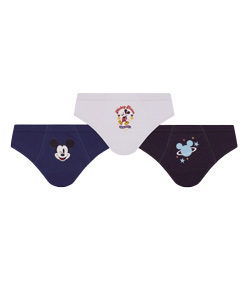 Kit Infantil 3 Cuecas Slip Mickey Lupo Kids (00111-089) Grafite/Azul/Branco