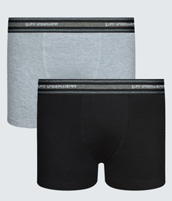 Kit 2 Cuecas Boxer Infantil Cotton Lupo Kids (00141-088) Cinza/Preto