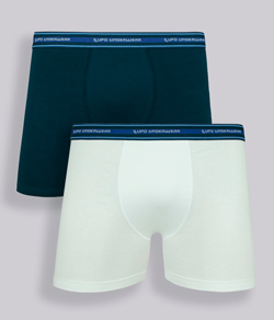 Kit 2 Cuecas Boxer Infantil Algodão Lupo Kids (00141-088) Marinho/Branco