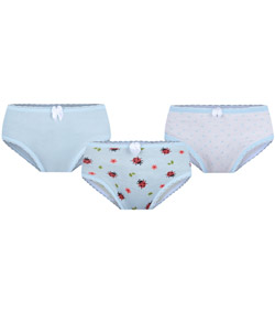 Kit Infantil 3 Calcinhas Joaninha Lobinha Algodão Lupo (18100-089) Azul/Cinza