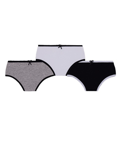 Kit Infantil 3 Calcinhas Lobinha Lupo (18101-089) Cinza/Branco/Preto