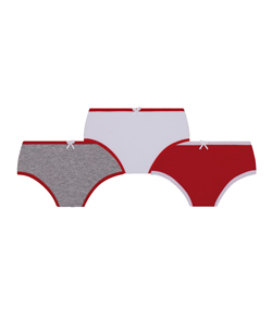 Kit Infantil 3 Calcinhas Lobinha Lupo (1810-089) Cinza/Branco/Vermelho
