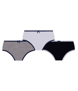 Kit Infantil 3 Calcinhas Lobinha Lupo (1810-089) Cinza/Branco/Preto