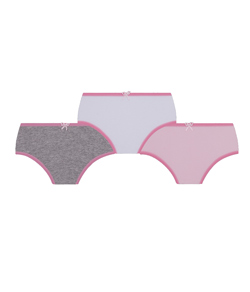 Kit Infantil 3 Calcinhas Lobinha Lupo (18101-089) Cinza/Branco/Rosa