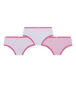 Kit Infantil 3 Calcinhas Bolinhas Lobinha Lupo (18102-089) Rosa/Branco