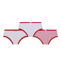 Kit Infantil 3 Calcinhas Estampadas Lobinha Lupo (18102-089) Vermelho/Branco