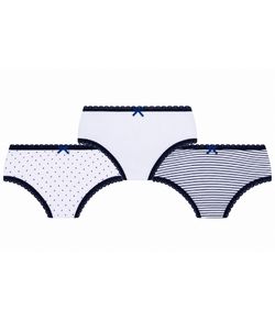 Kit Infantil 3 Calcinhas Marinho/Branco Lobinha Lupo (18102-089) 100% Algod�o