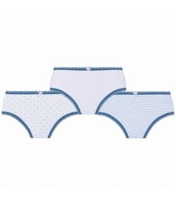 Kit Infantil 3 Calcinhas Azul/Branco Lobinha Lupo (18102-089) 100% Algod�o