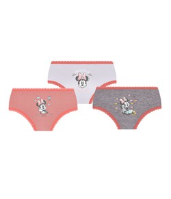 Kit Infantil 3 Calcinhas Minnie Lupo (18200-089) Vermelha/Branca/Cinza