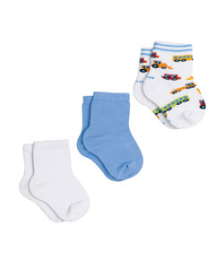 Kit Infantil 3 Pares de Meias Lupo Baby (02000-989) Branco/Azul/Branco
