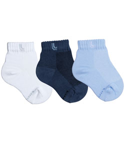 Kit Bebê com 3 Pares de Meias Lupo Baby (02025-089) Branco/Marinho/Azul