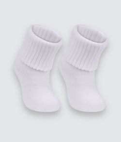 Kit Bebê com 2 Pares de Meias Punho Dobrável Lupo Baby (02057-088) Branco