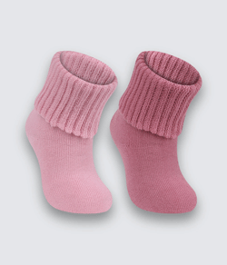 Kit Bebê com 2 Pares de Meias Punho Dobrável Lupo Baby (02057-088) Rosa