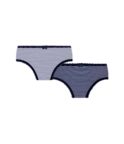 Kit Infantil 2 Calcinhas Listradas Lobinha Lupo (00208-088) Branco/Marinho
