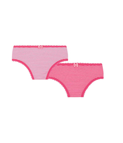 Kit Infantil 2 Calcinhas Listradas Lobinha Lupo (00208-088) Branco/Rosa