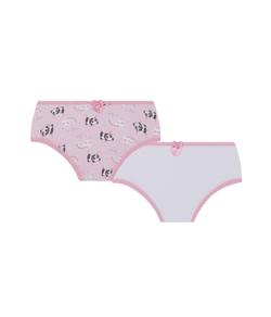 Kit Infantil 2 Calcinhas Panda Lobinha Lupo (00208-088) Rosa/Branco