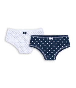 Kit Infantil 2 Calcinhas Lobinha Lupo (00208-088) Poá - Marinho/Branco