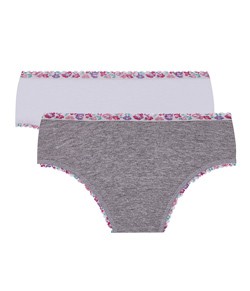 Kit Infantil 2 Calcinhas Lobinha Lupo (00238-088) Algodão - Branco/Cinza